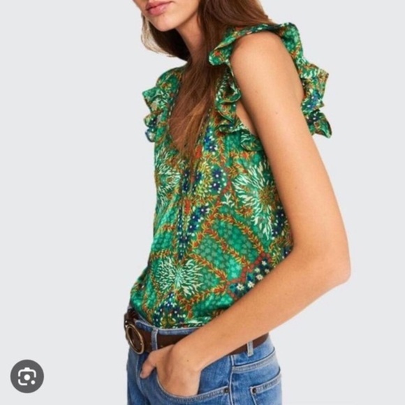 ba&sh Haby Metallic Accent Reversible Top in Green size S - Picture 5 of 12